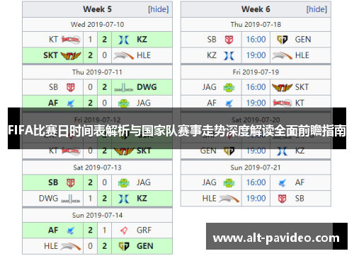 FIFA比赛日时间表解析与国家队赛事走势深度解读全面前瞻指南